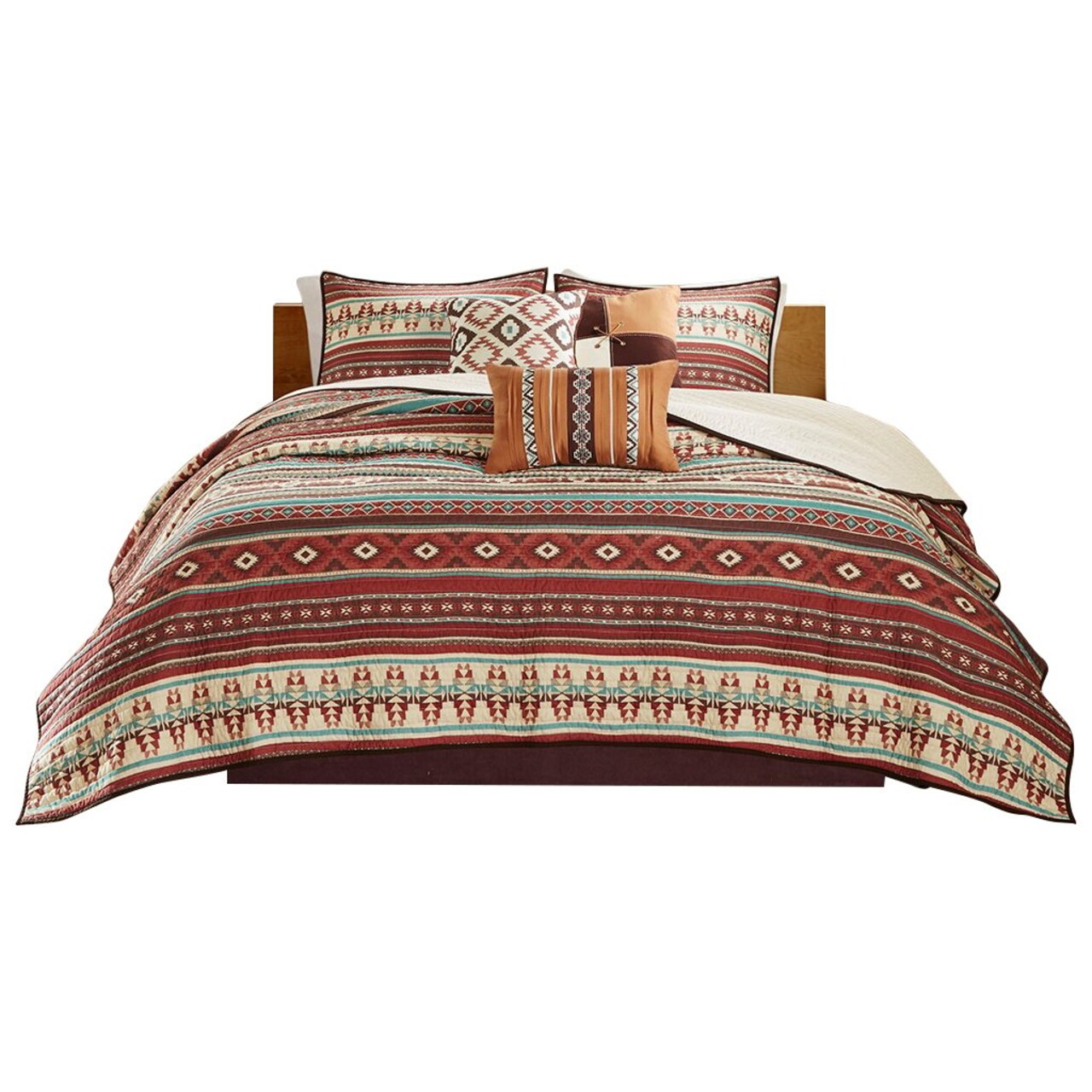 Gracie Mills Stokes 6 Piece Printed Quilt Set with Throw Pillows - GRACE-8114